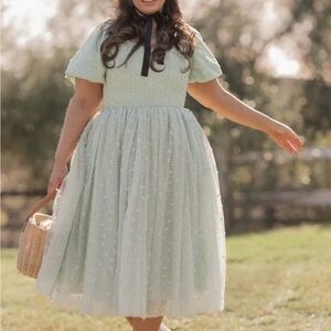 JessaKae Summer Meadow Green Floral Midi Dress